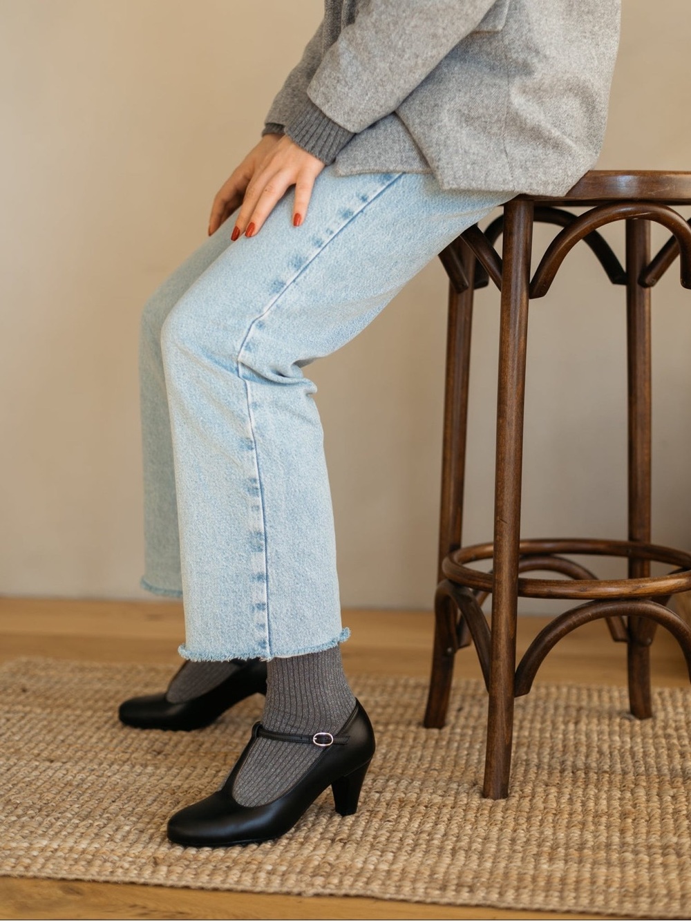 Black Mary Jane Heels with Strap